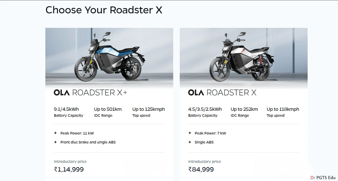 Ola Electric Roadster X Motorcyce Price