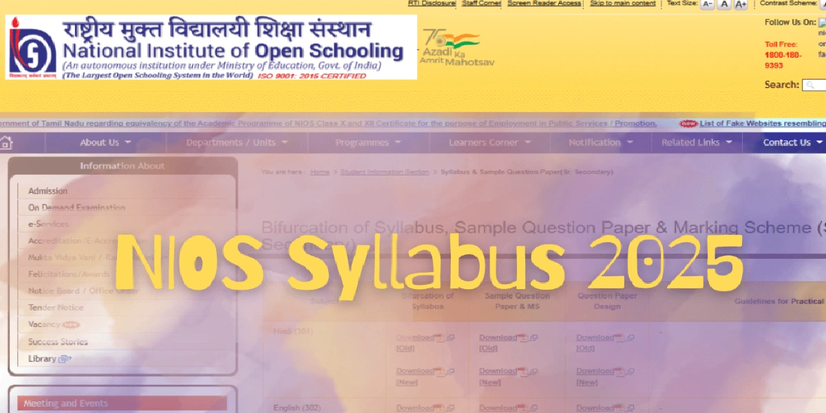 NIOS Class 10 Business Studies Syllabus 2025-2026