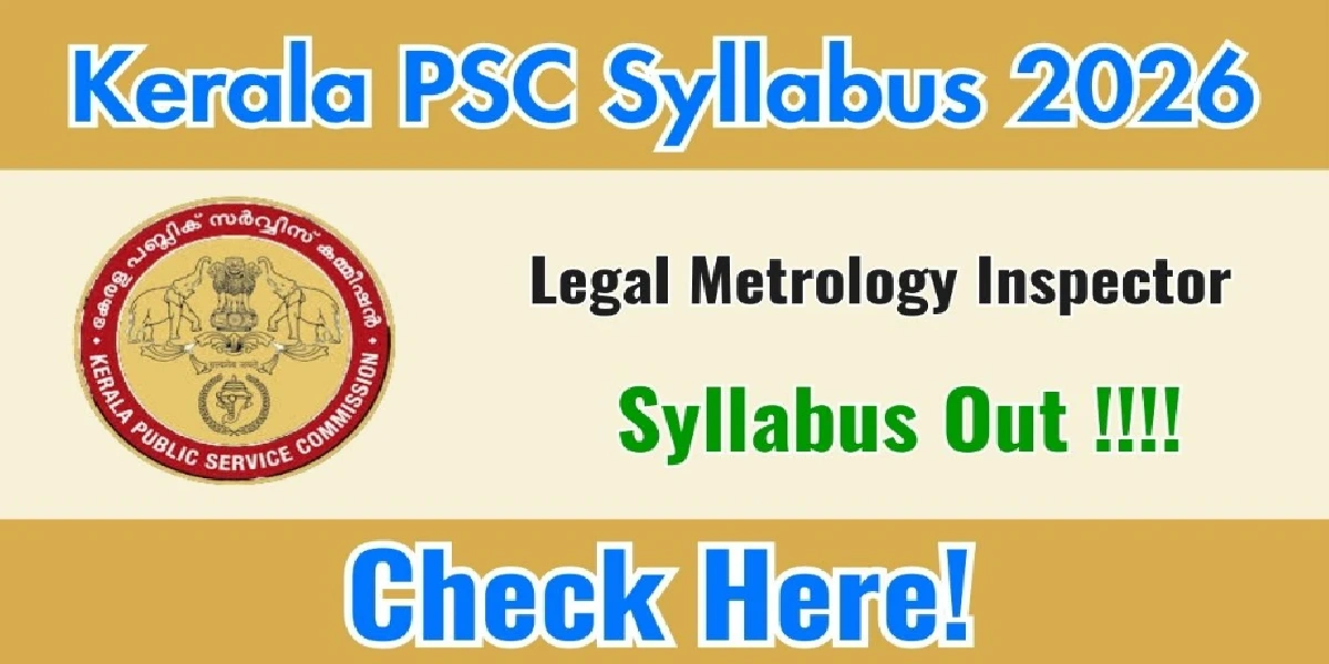 Kerala PSC Legal Metrology Inspector Syllabus 2026