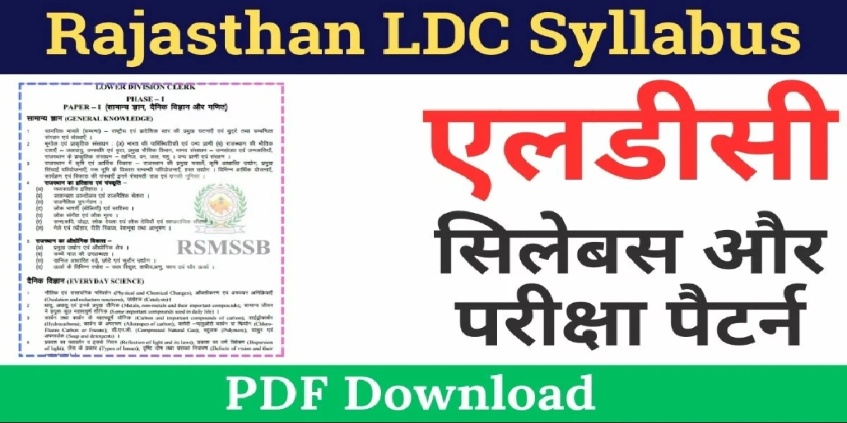 Rajasthan LDC SYLLABUS 2026